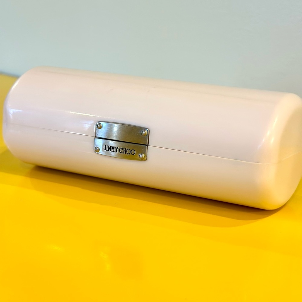 Jimmy Choo Hard Eyeglasses / Sunglasses Case - White & Silver - Picture 3 of 15